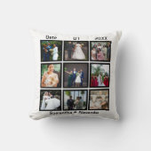 モダン カスタム ウェディング アニバーサリー 9 フォト コラージュ クッション (正面)