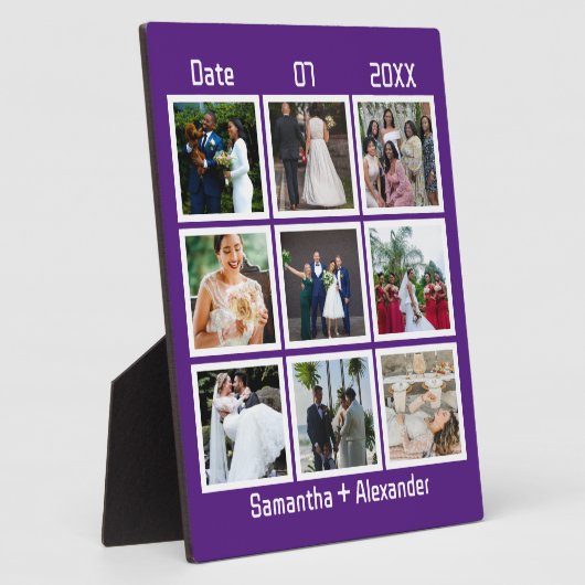 モダン カスタム ウェディング アニバーサリー 9 フォト コラージュ フォトプラーク (側面)