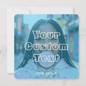 モダン カスタム フォト コラージュ テキスト かわいい レトロ ブルー シーズンカード (正面)