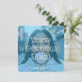 モダン カスタム フォト コラージュ テキスト かわいい レトロ ブルー シーズンカード (スタンド正面)