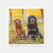 モダン カスタム フォト サンクス ドッグ ペット ウェディング スタンダードカクテルナプキン (正面)
