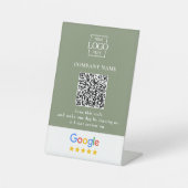 モダン カスタム Google レビュー QR コード ビジネス ロゴ 台座サイン (正面)
