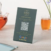 モダン カスタム Google レビュー QR コード ビジネス ロゴ 台座サイン (インサイチュ)
