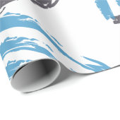 モダン,,カッコいいトレンディー青抽象芸術ブラシストローク ラッピングペーパー (ロールコーナー)