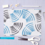 モダン,,カッコいいトレンディー青抽象芸術ブラシストローク 薄葉紙 (クラフト)