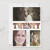 モダン カッパー トゥエンティエイティーン 3 フォト 卒業 招待状 (正面)