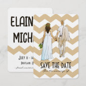 モダン カップル ウェディング セーブ ザ デート カード (正面/裏面)