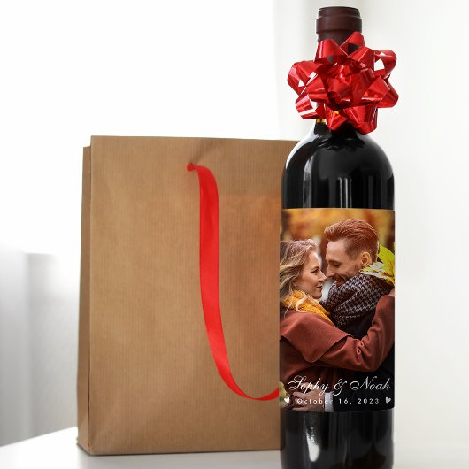 モダン カップル ウェディング フォト | ワイン ラベル セット