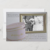 モダン カップル フォト コンフェッティ ウェディング 招待状 (正面)