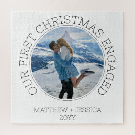 モダン カップル フォト 私たちの初めてのクリスマス 婚約 ジグソーパズル