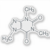 モダン カフェイン 分子 化学構造 シール (正面)