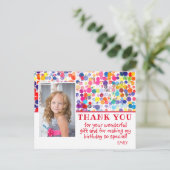 モダン カラフルな染み写真 誕生日ありがとう ポストカード (スタンド正面)