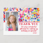 モダン カラフルな染み写真 誕生日ありがとう ポストカード (正面)