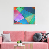 モダン,カラフル三角形，台形図形アート キャンバスプリント (インサイチュ (リビング))
