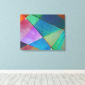 モダン,カラフル三角形，台形図形アート キャンバスプリント (インサイチュ (ウッドフロア))