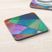 モダン,カラフル三角形，台形図形アート コースター (左側)