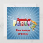 モダン カラフル サマー ホリデー パーティー ご招待 招待状 (正面)