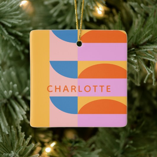 モダン カラフル ジオメトリック シェイプ オーダーメイド セラミックオーナメント (ツリー)