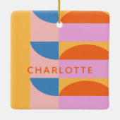 モダン カラフル ジオメトリック シェイプ オーダーメイド セラミックオーナメント (裏面)