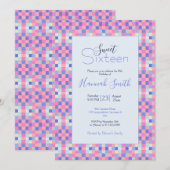 モダン カラフル ジオメトリック スクエア パターン 招待状 (正面/裏面)