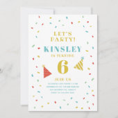 モダン カラフル スプリンクラーズ キッズ バースデー パーティー 招待状 (正面)