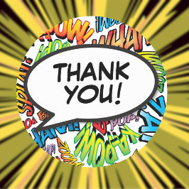 モダン カラフル タイポグラフィー お礼 スピーチ バブル ラウンドシール