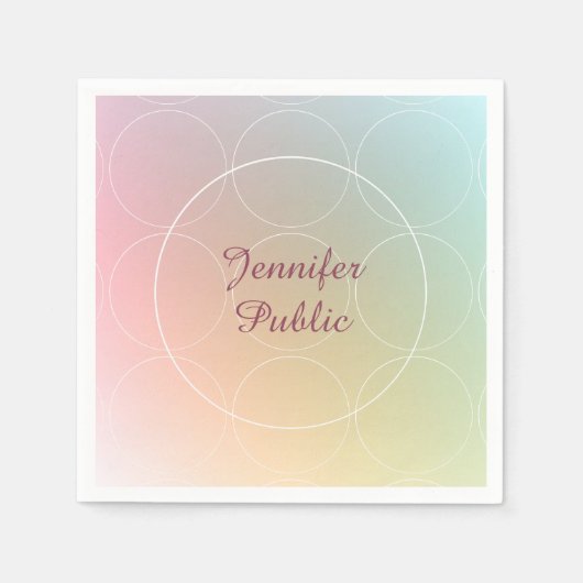 モダン カラフル テンプレート 手書き スクリプト スタンダードカクテルナプキン (正面)