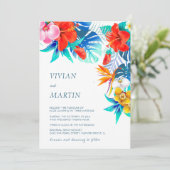 モダン カラフル トロピカル フラワー ウェディング インビテーション (スタンド正面)
