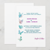 モダン カラフル バタフライ ウェディング 招待状 (正面/裏面)