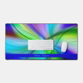 モダン カラフル パターン 水彩 ブルー デスクマット (キーボード&マウス)