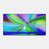 モダン カラフル パターン 水彩 ブルー デスクマット (正面)