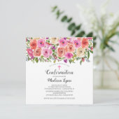 モダン カラフル ピンク フラワー 確認 招待状 (スタンド正面)