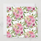 モダン カラフル ピンク フラワー 確認 招待状 (裏面)