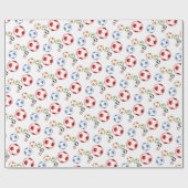 モダン カラフル フットボール ラッピングペーパー (フラット)