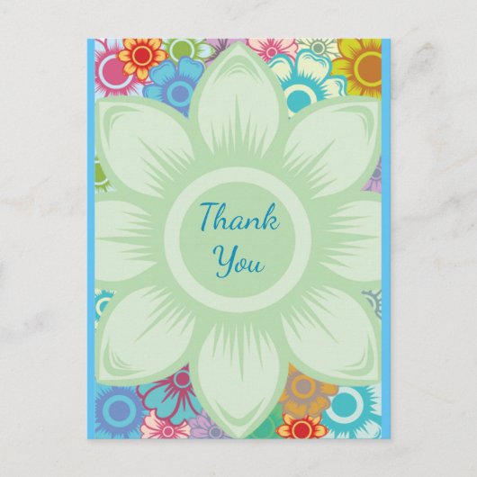 モダン カラフル フラワー オリジナル テキストまたはありがとうございます ポストカード (正面)