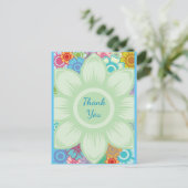 モダン カラフル フラワー オーダーメイド テキストまたはありがとうございます ポストカード (スタンド正面)