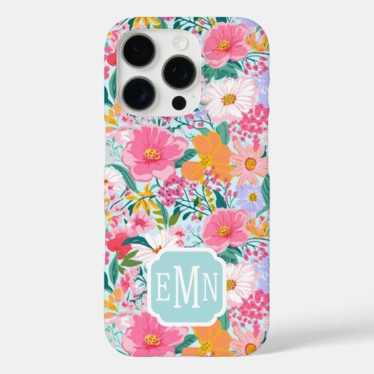 モダン カラフル フラワー ガーデン モノグラム Case-Mate iPhoneケース (裏面)