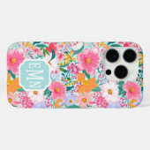 モダン カラフル フラワー ガーデン モノグラム Case-Mate iPhoneケース (裏面 (横))