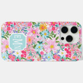 モダン カラフル フラワー ガーデン モノグラム Case-Mate iPhoneケース (裏面 (横))
