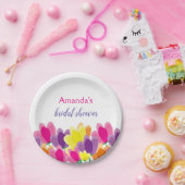 モダン カラフル フラワー ブライダル シャワー ペーパープレート (パーティー)