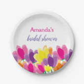 モダン カラフル フラワー ブライダル シャワー ペーパープレート (正面)