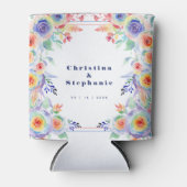 モダン カラフル フローラル LGBTQ ウェディング 缶クーラー (正面)