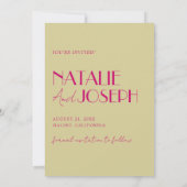 モダン カラフル ブライト ウィムジカル レトロ ウェディング セーブザデート (裏面)