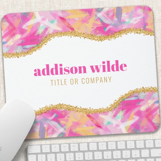 モダン カラフル ブラシストローク ゴールド シック ビジネス マウスパッド