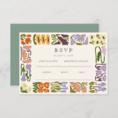 モダン カラフル ボヘミアンチック ウェディング 出欠カード (正面/裏面)