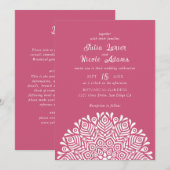 モダン カラフル ボヘミア エスニック フラワー マンダラ ウェディング 招待状 (正面/裏面)