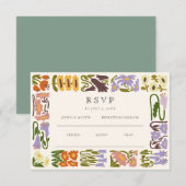モダン カラフル ボーホー シック ウェディング 出欠カード (正面/裏面)
