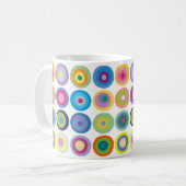 モダン カラフル ミッドセンチュリー サークル パターン コーヒーマグカップ (正面左)