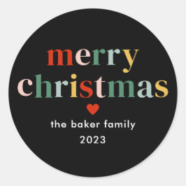 モダン カラフル メリークリスマス ラウンドシール