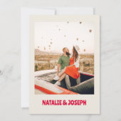 モダン カラフル レトロ ボールド ファンキー ユニーク ウェディング 招待状 (裏面)